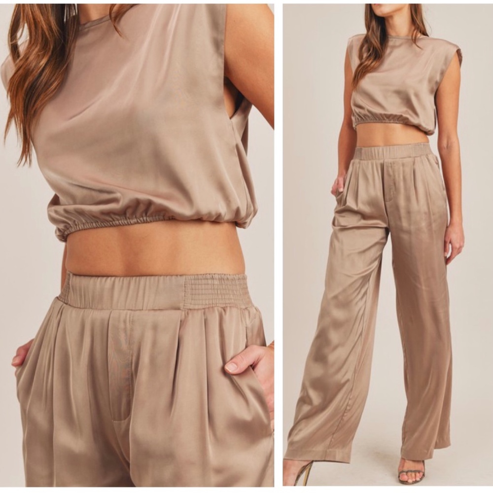 Champagne Dreams Top Satin Crop Top